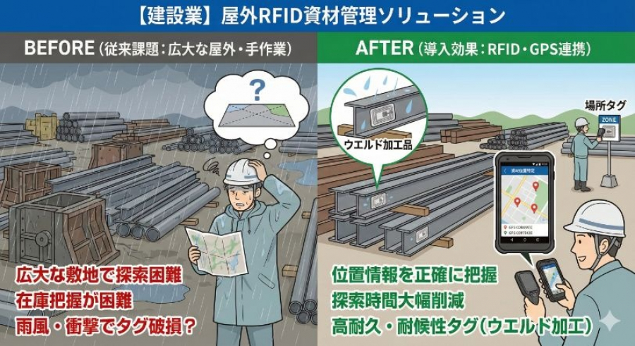 【建設業】屋外でのRFID資材管理